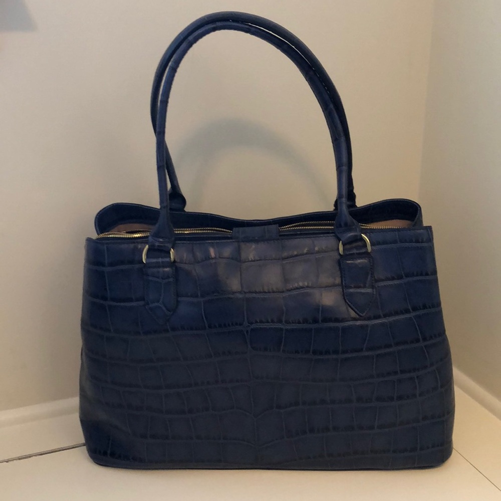 G.I.L.I. Leather East/West Croco Embossed Shopper
